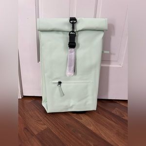 RAINS Rolltop Rucksack Backpack Waterproof. Mineral Green. Travel. MSRP $140 NWT